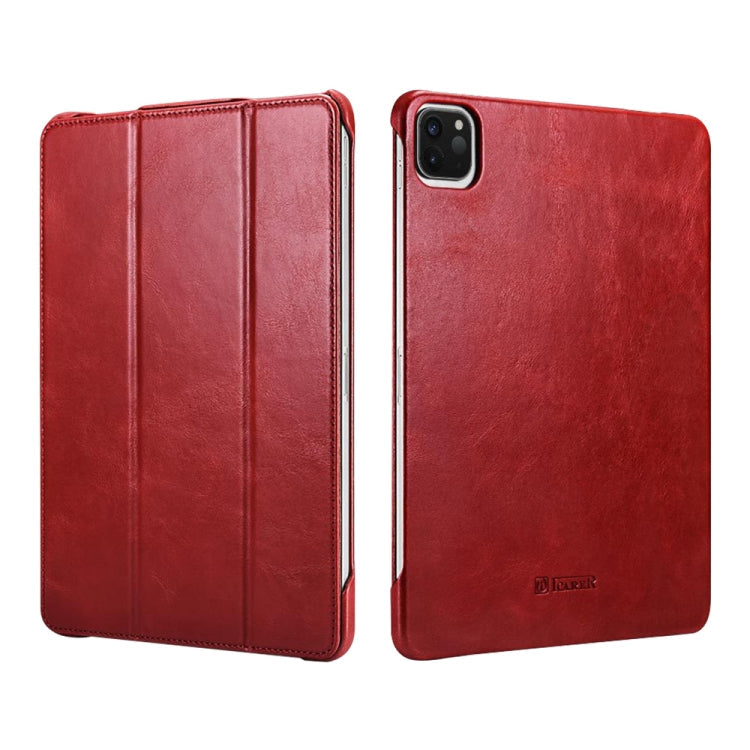 ICARER Smart Ultra-thin Tablet Protective Leather Case For iPad Pro 12.9 inch 2021 Red