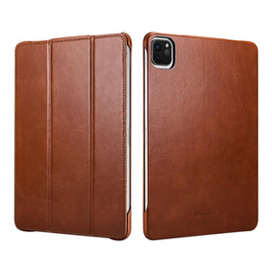 ICARER Smart Ultra-thin Tablet Protective Leather Case For iPad Pro 12.9 inch 2021 Brown