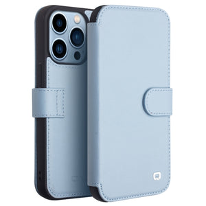 For iPhone 13 Pro QIALINO Magnetic Buckle Phone Leather Case with Card Slot (Sierra Blue)