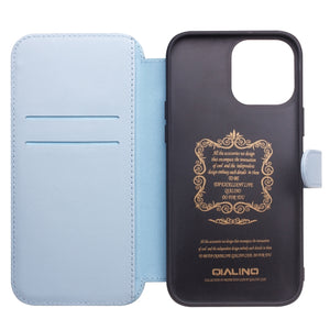 For iPhone 13 Pro QIALINO Magnetic Buckle Phone Leather Case with Card Slot (Sierra Blue)