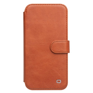 For iPhone 13 Pro QIALINO Magnetic Buckle Phone Leather Case with Card Slot (Brown)