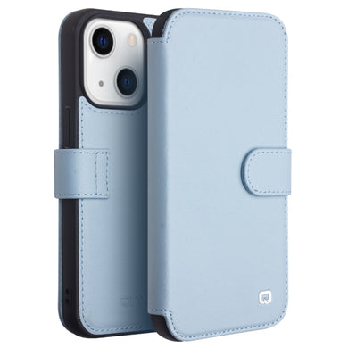 For iPhone 13 QIALINO Magnetic Buckle Phone Leather Case with Card Slot(Sierra Blue)
