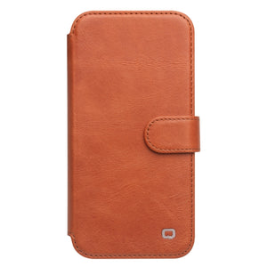 For iPhone 13 QIALINO Magnetic Buckle Phone Leather Case with Card Slot(Brown)