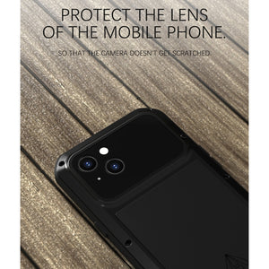 For iPhone 13 LOVE MEI Metal Shockproof Waterproof Dustproof Protective Phone Case(Black)