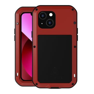 For iPhone 13 LOVE MEI Metal Shockproof Waterproof Dustproof Protective Phone Case(Red)