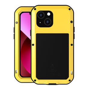 For iPhone 13 LOVE MEI Metal Shockproof Waterproof Dustproof Protective Phone Case(Yellow)