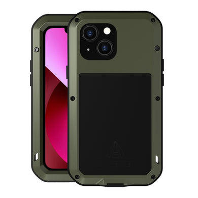For iPhone 13 LOVE MEI Metal Shockproof Waterproof Dustproof Protective Phone Case(Army Green)