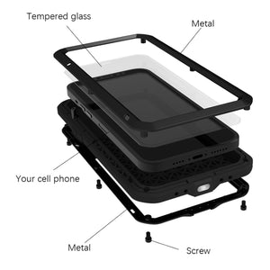 For iPhone 13 Pro LOVE MEI Metal Shockproof Waterproof Dustproof Protective Phone Case (Black)