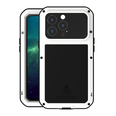 For iPhone 13 Pro LOVE MEI Metal Shockproof Waterproof Dustproof Protective Phone Case (White)