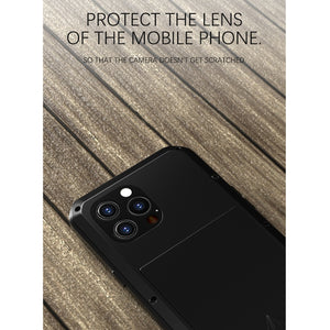 For iPhone 13 Pro Max LOVE MEI Metal Shockproof Waterproof Dustproof Protective Phone Case (Black)