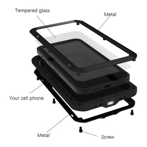 For iPhone 13 Pro Max LOVE MEI Metal Shockproof Waterproof Dustproof Protective Phone Case (White)