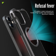 For iPhone 12 R-JUST RJ51 Hollow Shockproof Metal Protective Phone Case (Dark Grey)