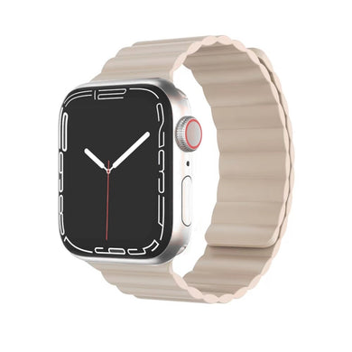 Mutural Liquid Silicone Magnetic Strap Watch Band For Apple Watch Series 8&7 41mm / SE 2&6&SE&5&4 40mm / 3&2&1 38mm(Starlight)