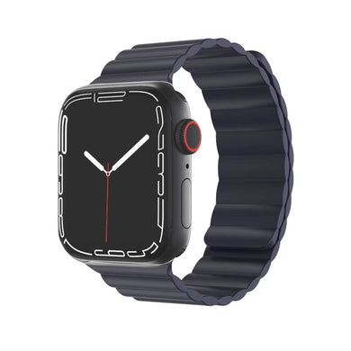 Mutural Liquid Silicone Magnetic Strap Watch Band For Apple Watch Ultra 49mm / Series 8&7 45mm / SE 2&6&SE&5&4 44mm / 3&2&1 42mm(Midlight)