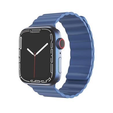 Mutural Liquid Silicone Magnetic Strap Watch Band For Apple Watch Ultra 49mm / Series 8&7 45mm / SE 2&6&SE&5&4 44mm / 3&2&1 42mm(Blue)