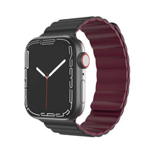 Mutural Moran Series Liquid Silicone Magnetic Strap Watch Band For Apple Watch Series 8&7 41mm / SE 2&6&SE&5&4 40mm / 3&2&1 38mm(Black + Wine Red)