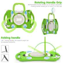 Cute Cat King Kids Shockproof Silicone Tablet Case with Holder & Shoulder Strap & Handle For iPad 10.2 2019 / 2020 / 2021 / Pro 10.5(Green)