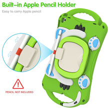Cute Cat King Kids Shockproof Silicone Tablet Case with Holder & Shoulder Strap & Handle For iPad 10.2 2019 / 2020 / 2021 / Pro 10.5(Green)