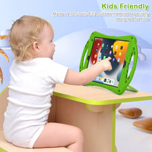 Cute Cat King Kids Shockproof Silicone Tablet Case with Holder & Shoulder Strap & Handle For iPad 10.2 2019 / 2020 / 2021 / Pro 10.5(Green)