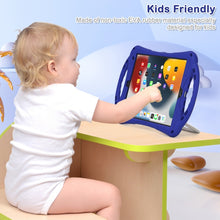 Cute Cat King Kids Shockproof Silicone Tablet Case with Holder & Shoulder Strap & Handle For iPad 10.2 2019 / 2020 / 2021 / Pro 10.5(Dark Blue)