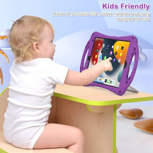 Cute Cat King Kids Shockproof Silicone Tablet Case with Holder & Shoulder Strap & Handle For iPad 10.2 2019 / 2020 / 2021 / Pro 10.5(Purple)