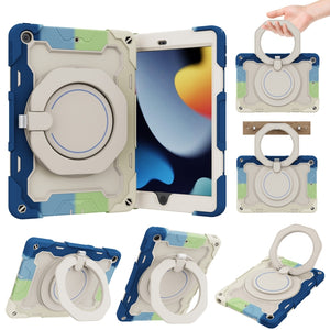 For iPad 10.2 2021 Armor Contrast Color Silicone + PC Tablet Case(Colorful Blue)