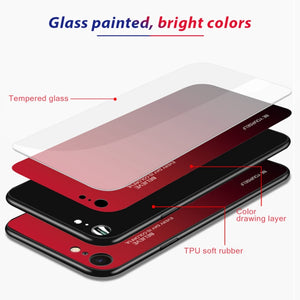 For iPhone SE 2022 / SE 2020 / 8 / 7 Gradient Color Glass Case(Red)