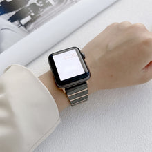Ceramic One-bead Steel Strap Watch Band For Apple Watch Series 8&7 41mm / SE 2&6&SE&5&4 40mm / 3&2&1 38mm(White Rose Gold)