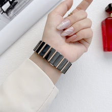 Ceramic One-bead Steel Strap Watch Band For Apple Watch Series 8&7 41mm / SE 2&6&SE&5&4 40mm / 3&2&1 38mm(White Rose Gold)