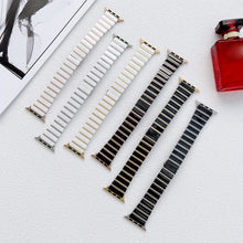 Ceramic One-bead Steel Strap Watch Band For Apple Watch Series 8&7 41mm / SE 2&6&SE&5&4 40mm / 3&2&1 38mm(Black Rose Gold)