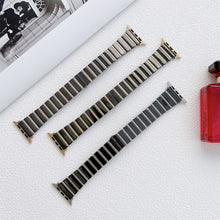 Ceramic One-bead Steel Strap Watch Band For Apple Watch Ultra 49mm / Series 8&7 45mm / SE 2&6&SE&5&4 44mm / 3&2&1 42mm(Black Rose Gold)