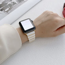 Ceramic One-bead Steel Strap Watch Band For Apple Watch Ultra 49mm / Series 8&7 45mm / SE 2&6&SE&5&4 44mm / 3&2&1 42mm(Black Rose Gold)