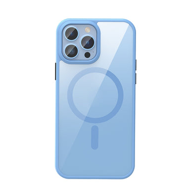 For iPhone 13 Crystal Clear Series Magsafe Magnetic Phone Case(Far Peak Blue)