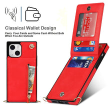 For iPhone 13 Cross-body Zipper Square Phone Case with Holder(Red)