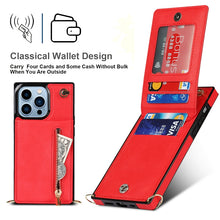 For iPhone 13 Pro Max Cross-body Zipper Square Phone Case with Holder (Red)