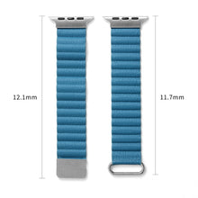 Magnetic Leather Strap Watch Band For Apple Watch Series 8&7 41mm / SE 2&6&SE&5&4 40mm / 3&2&1 38mm(Silver Buckle Cape Blue)
