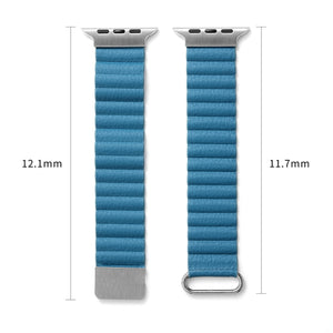 Magnetic Leather Strap Watch Band For Apple Watch Series 8&7 41mm / SE 2&6&SE&5&4 40mm / 3&2&1 38mm(Silver Buckle Cape Blue)