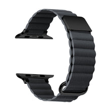 Magnetic Leather Strap Watch Band For Apple Watch Ultra 49mm / Series 8&7 45mm / SE 2&6&SE&5&4 44mm / 3&2&1 42mm(Black Buckle Space Grey)