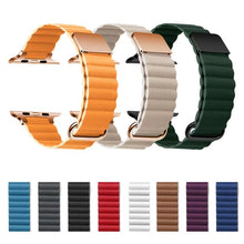 Magnetic Leather Strap Watch Band For Apple Watch Ultra 49mm / Series 8&7 45mm / SE 2&6&SE&5&4 44mm / 3&2&1 42mm(Silver Buckle Cape Blue)