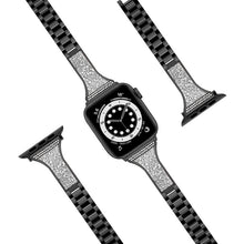 Diamond Encrusted Leather Strap Watch Band For Apple Watch Series 8&7 41mm / SE 2&6&SE&5&4 40mm / 3&2&1 38mm(Black)