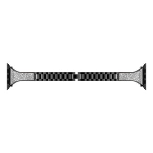 Diamond Encrusted Leather Strap Watch Band For Apple Watch Series 8&7 41mm / SE 2&6&SE&5&4 40mm / 3&2&1 38mm(Black)
