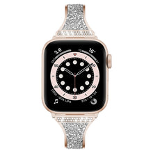 Diamond Encrusted Leather Strap Watch Band For Apple Watch Series 8&7 41mm / SE 2&6&SE&5&4 40mm / 3&2&1 38mm(Rose Gold)