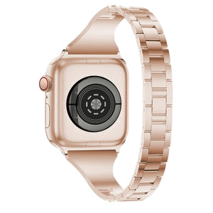Diamond Encrusted Leather Strap Watch Band For Apple Watch Series 8&7 41mm / SE 2&6&SE&5&4 40mm / 3&2&1 38mm(Rose Gold)