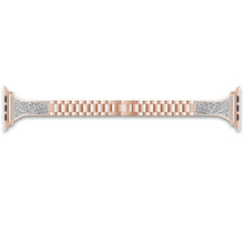 Diamond Encrusted Leather Strap Watch Band For Apple Watch Series 8&7 41mm / SE 2&6&SE&5&4 40mm / 3&2&1 38mm(Rose Gold)