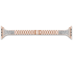 Diamond Encrusted Leather Strap Watch Band For Apple Watch Series 8&7 41mm / SE 2&6&SE&5&4 40mm / 3&2&1 38mm(Rose Gold)