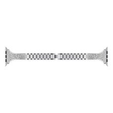 Diamond Encrusted Leather Strap Watch Band For Apple Watch Series 8&7 41mm / SE 2&6&SE&5&4 40mm / 3&2&1 38mm(Silver)