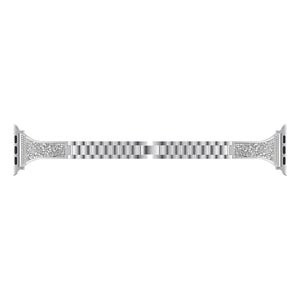 Diamond Encrusted Leather Strap Watch Band For Apple Watch Series 8&7 41mm / SE 2&6&SE&5&4 40mm / 3&2&1 38mm(Silver)