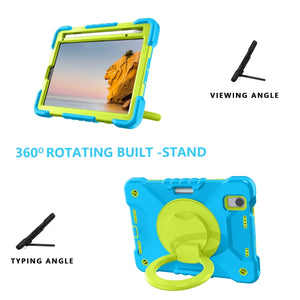 For iPad mini 6 Silicone + PC Tablet Case with Strap & Holder & Pen Slot(Blue + Green)