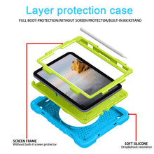 For iPad mini 6 Silicone + PC Tablet Case with Strap & Holder & Pen Slot(Blue + Green)