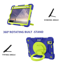 For iPad mini 6 Silicone + PC Tablet Case with Strap & Holder & Pen Slot(Navy Blue + Green)